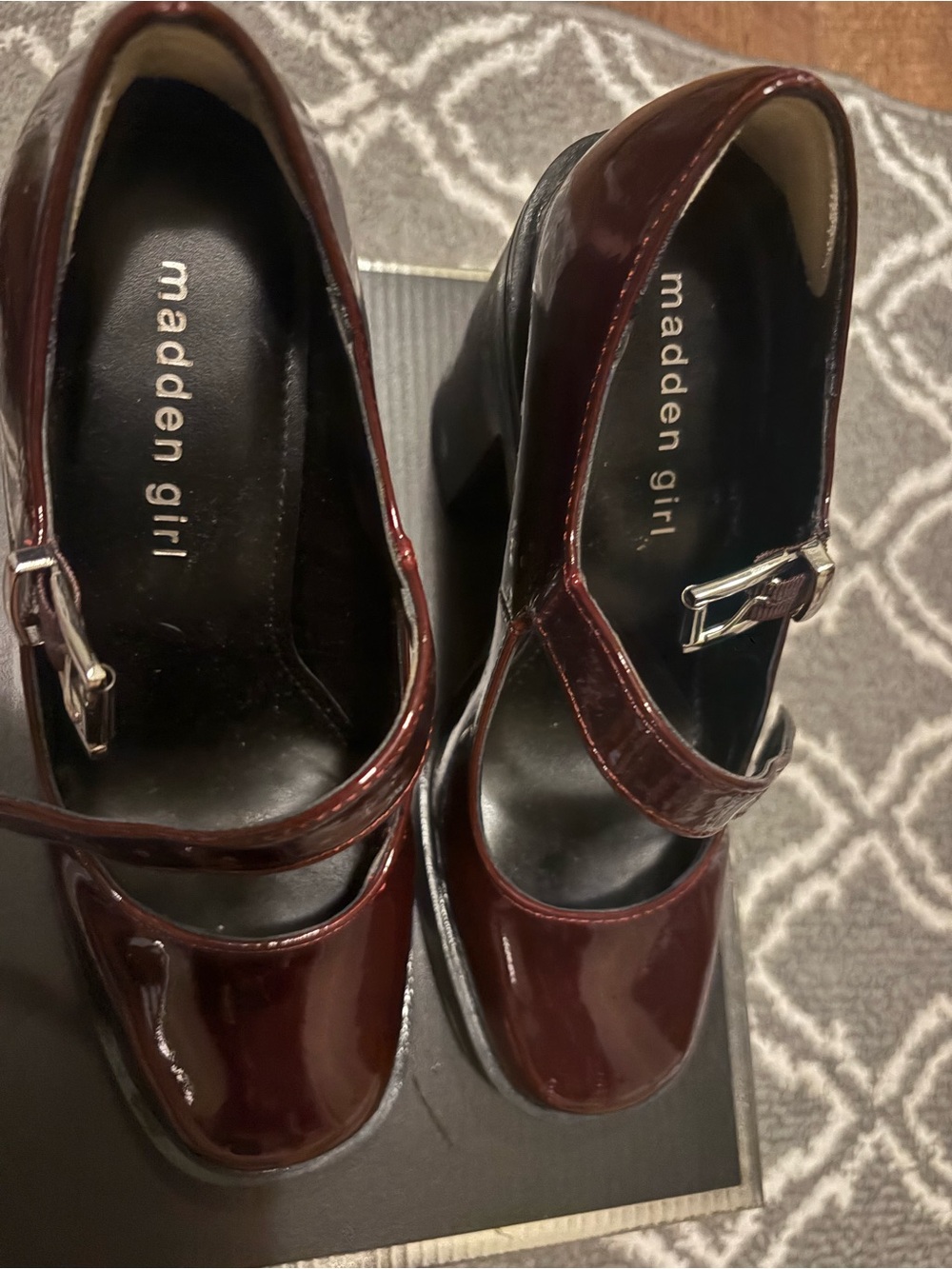 Madden Girl Patent Mary Jane Heels in Burgundy